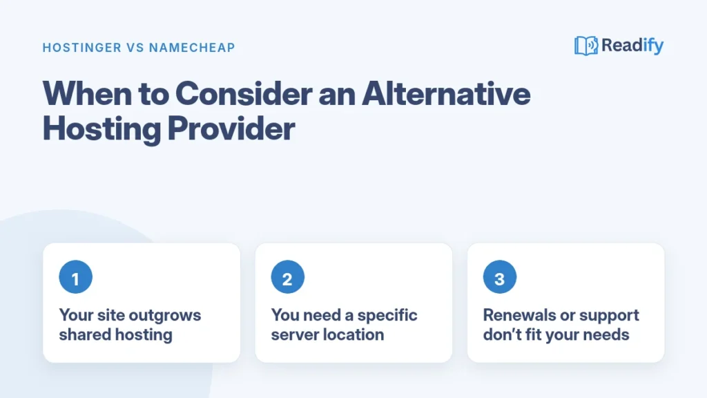 Hostinger vs Namecheap: when to choose an alternative hosting provider
